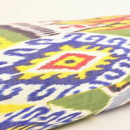 Multicolor Ikat Long Body Pillow Cover, Silk Lumbar - thumbnail 3