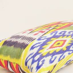 Multicolor Ikat Long Body Pillow Cover, Silk Lumbar - thumbnail 4