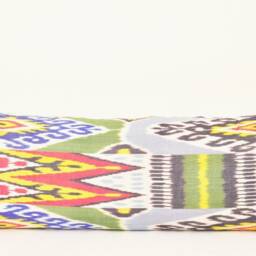 Multicolor Ikat Long Body Pillow Cover, Silk Lumbar - thumbnail 2