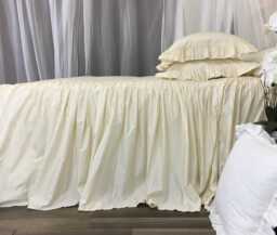 Cream Cotton Bedspread, 100% Pima Cotton, Dress Up Your Bed Elegantly - thumbnail 1
