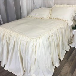 Cream Cotton Bedspread, 100% Pima Cotton, Dress Up Your Bed Elegantly - thumbnail 2
