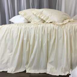 Cream Cotton Bedspread, 100% Pima Cotton, Dress Up Your Bed Elegantly - thumbnail 4