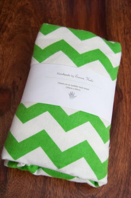 Handmade Green Chevron Fitted Flannel Cot Sheet - image 1