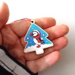 Puffin Christmas Decoration - Small Wooden Tree Ornament - thumbnail 3