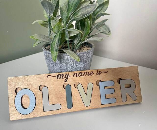 Handmade Personalized Name Puzzle, Baby Shower Gift - image 1
