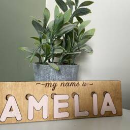 Handmade Personalized Name Puzzle, Baby Shower Gift - thumbnail 2