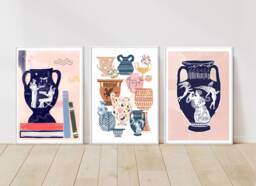 3 Print Greek Bundle, Greek Art Print, Pots Pottery Art Statue Greek, Print Bundles - thumbnail 1