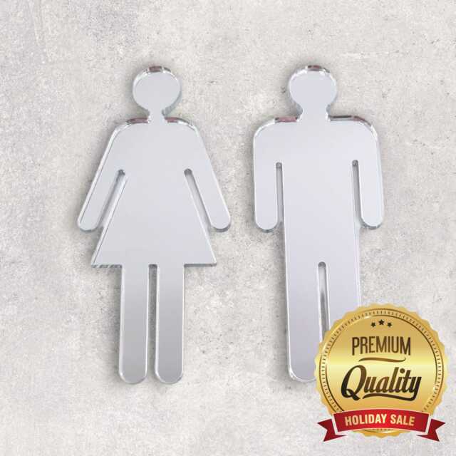 Male & Female Large Acrylic Mirror Wall Art/Signs - Custom Sizes, Shapes & Colours