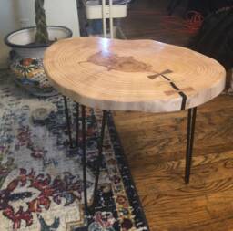 Live Edge Wood & Epoxy Side Table