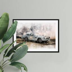 Aston Martin Db5 Watercolor Print, James Bond 007 Art - thumbnail 3