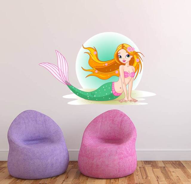 Watercolor Mermaid Wall Decal Nursery Room Decor - 28x45 Inches Mc126 - image 1