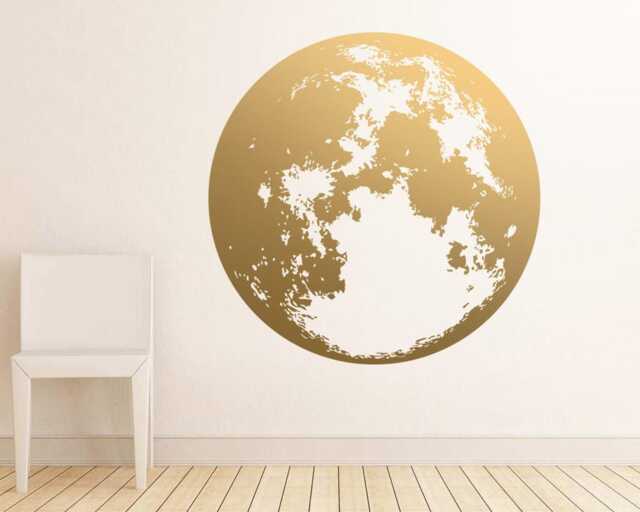 Moon Wall Decal - Gold Decals, Unique Modern Decor, Silver Vinyl Decal, Large Stickers, Metallic Decor - image 1