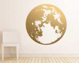 Moon Wall Decal - Gold Decals, Unique Modern Decor, Silver Vinyl Decal, Large Stickers, Metallic Decor