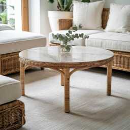 Marble Imitation Glass Table Top, White Elegant Surface, Scratch-Resistant Layer, Scandinavian-style Top