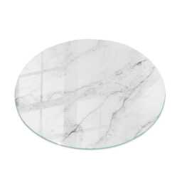 Marble Imitation Glass Table Top, White Elegant Surface, Scratch-Resistant Layer, Scandinavian-style Top - thumbnail 2
