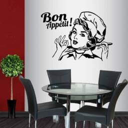 In-Style Decals Wall Vinyl Decal Home Decor Art Sticker Bon Appetit Phrase Cook Chef Woman Kitchen Caf?? Restaurant Removable Design 401 - thumbnail 1
