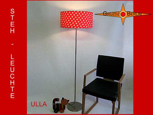 Red Dotted Floor Lamp Ulla With Dots & Flowers On Red - image 1