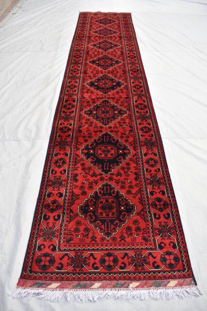 Hallway Runner Rug, Afghan Red Wool Entrance Rug 2x13 Ft - image 1