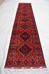 Hallway Runner Rug, Afghan Red Wool Entrance Rug 2x13 Ft - thumbnail 1