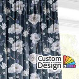 Grey Blue Floral Eyelet Blackout Curtains Botanical Flower Window Drapes Curtain Panels Thermal Room Darkening - thumbnail 3