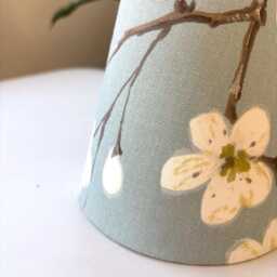 Blossom Candle Clip Lampshade Duck Egg Blue Cotton, 14cm Bottom - thumbnail 2