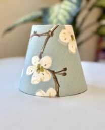 Blossom Candle Clip Lampshade Duck Egg Blue Cotton, 14cm Bottom - thumbnail 1