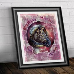 Cosmic Zebra Print Astronomy Animal Art On Antique Dictionary Page - thumbnail 2
