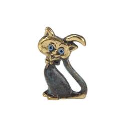 Handmade Brass Cat Figurine, Whimsical Sculpture, Small Lover Gift, Collectible Home Decor, Cyprus Art