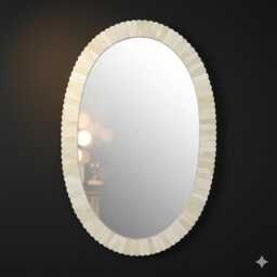 Oval Bone Inlay Mirror - Handcrafted Wall Bohemian Home D??cor - thumbnail 2
