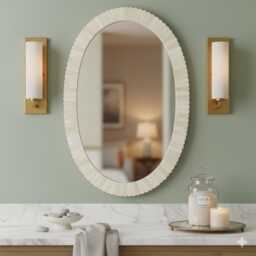 Oval Bone Inlay Mirror - Handcrafted Wall Bohemian Home D??cor