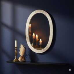 Oval Bone Inlay Mirror - Handcrafted Wall Bohemian Home D??cor - thumbnail 4