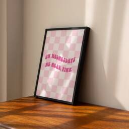 On Wednesdays We Wear Pink Mean Girls Print - Retro Art, Groovy, Wall Retro, Y2K Aesthetic Quote, Movie Girly Pastel - thumbnail 2