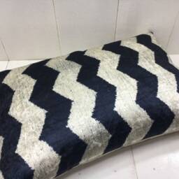 Velvet Ikat Pillow Cover, Handwoven Silk Accent - 16x24 - thumbnail 4