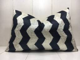 Velvet Ikat Pillow Cover, Handwoven Silk Accent - 16x24