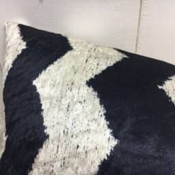 Velvet Ikat Pillow Cover, Handwoven Silk Accent - 16x24 - thumbnail 3