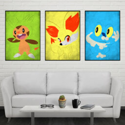 Chespin Fennekin Froakie Poster Set Sixth Generation Wall Art Print - thumbnail 1
