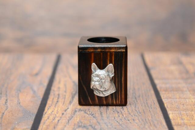 French Bulldog - Wooden Candlestick With Dog, Souvenir, Decoration, Limited Edition, Collection - image 1