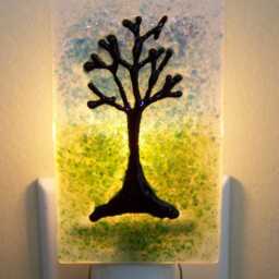 Fused Glass Night Light Tree On White - thumbnail 2