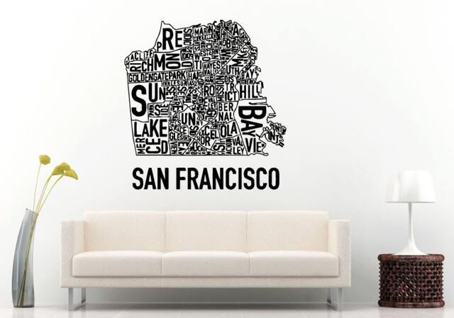 San Francisco City Town Words Name Wall Decal Vinyl Sticker Mural Room Decor L1087 - image 1
