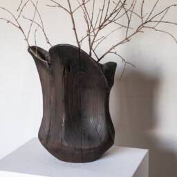 Handmade Cypress Wood Vase Large Japanese Home Decor - thumbnail 3