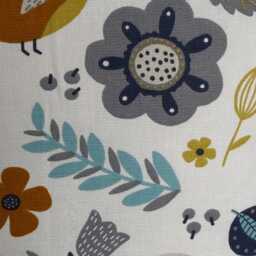 "2 X Fryetts Dalarna Whimsical Bird Ochre Duck Egg Cream Scatter Cushion Covers 16""-24" - thumbnail 4