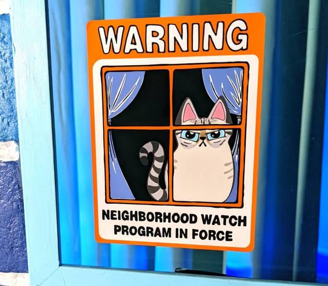 Neighborhood Watch Cat Lynx Point Tabby Window Cling Window Kitty Gift For Cat Lover Static Cling Linx Point Gray Tabby - Funny - image 1