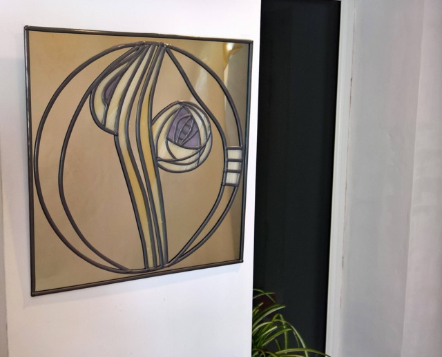 Rennie Mackintosh Style Stained Glass Effect Mirror Art Nouveau Hunterian Rose - image 1