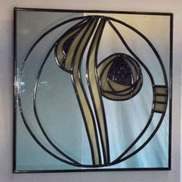 Rennie Mackintosh Style Stained Glass Effect Mirror Art Nouveau Hunterian Rose - thumbnail 2