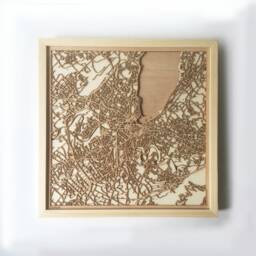 Geneva Wooden Map - Laser Cut City Streets, Framed 3D Wall Art - thumbnail 1