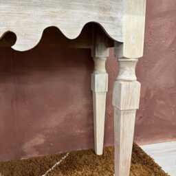 Hand-Carved Mango Wood Console Table - Creamwashed Finish - thumbnail 2