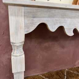 Hand-Carved Mango Wood Console Table - Creamwashed Finish - thumbnail 3