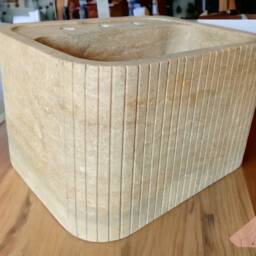 Hand Reeded Travertine Sink Wall Mount Or Vanity Top - thumbnail 3