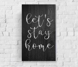 Let's Stay Home Wood Wall Decor Wooden Sign Hanging Gallery Farmhouse Apartment - thumbnail 1