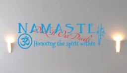 Namaste Honoring The Spirit Within Vinyl Quote With Bamboo & Om Symbol Wall Decal.... E00125 - thumbnail 1